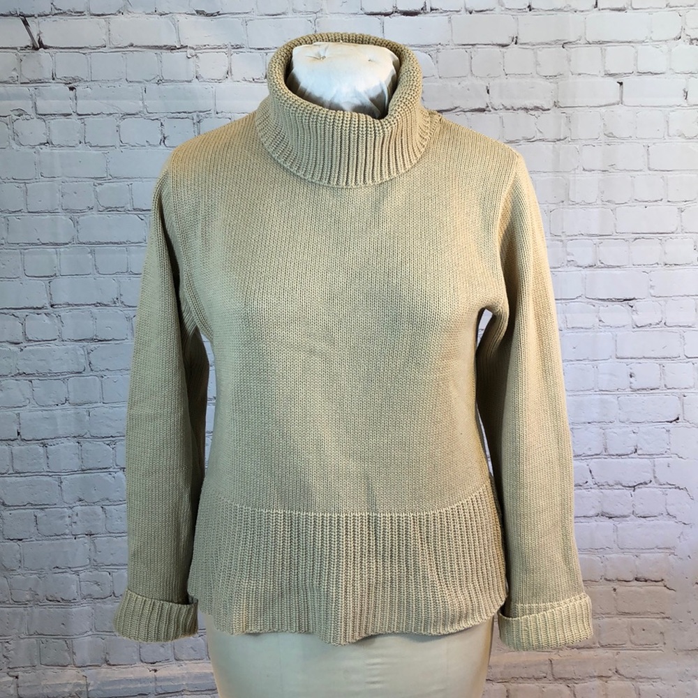 Angels tan bulky knit T-neck sweater